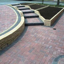 paved patio and steps